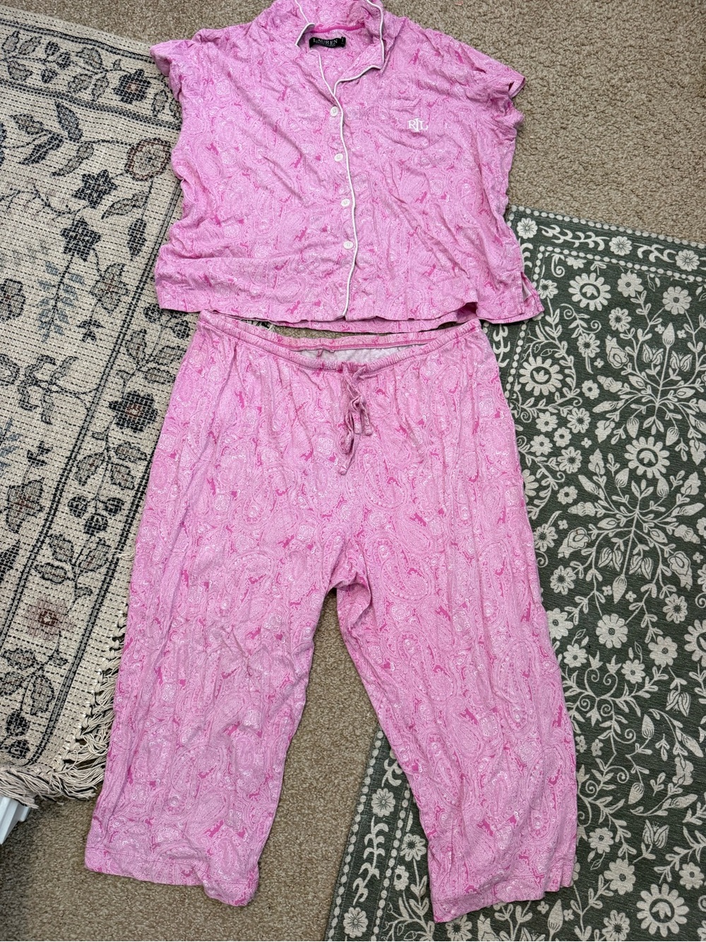 Ralph Lauren Two Piece Pink Pajama Set
